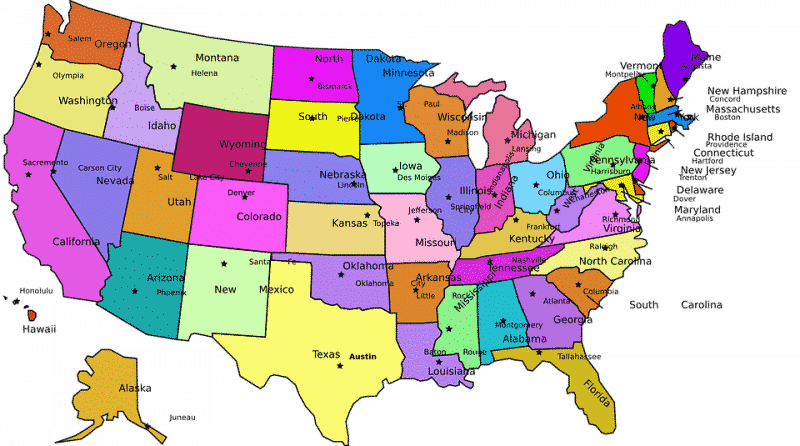 Wo man Wildtiere in den USA sehen kann - Karte der usa
