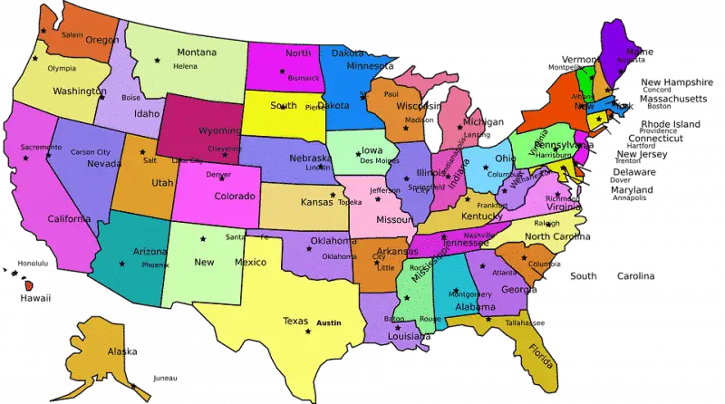 Wo man Wildtiere in den USA sehen kann - Karte der usa