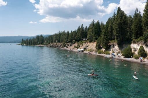 The Tahoe Rim Trail forms a loop around the Lake Tahoe Basin in the Sierra Nevada