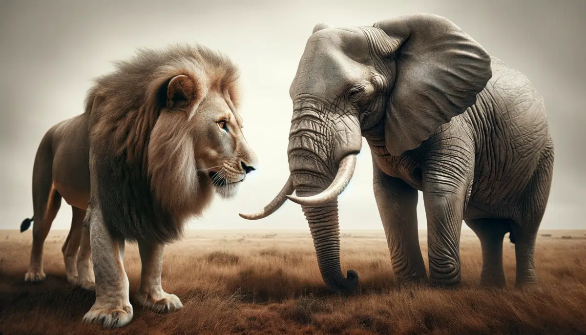 lion vs. elephant
