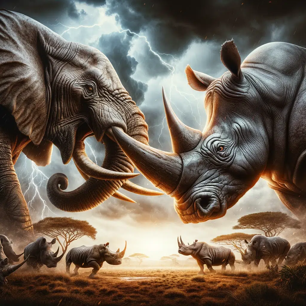 Elephant Vs. Rhino: A Show-Down of the Colossi