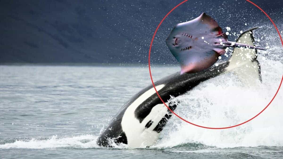 Orca Tail Slaps a Stingray for Fun