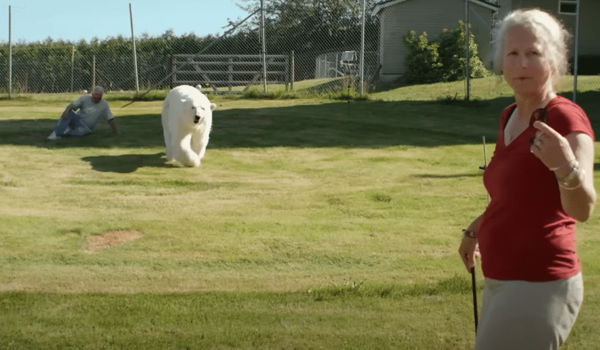 Man bonded with a polar bear