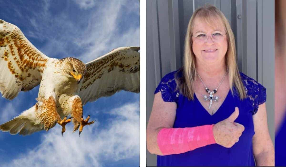 woman attacked by snake and hawk at the same time 