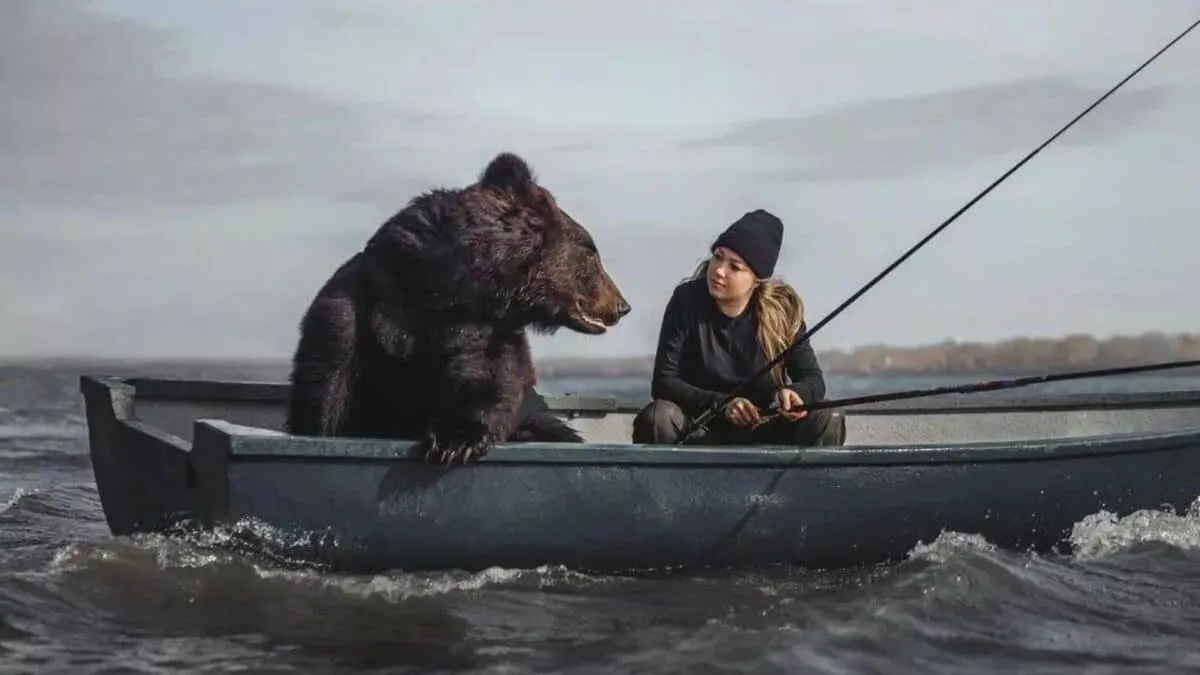 Woman Goes Fishing with Bear