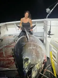 woman catches massive bluefin tuna
