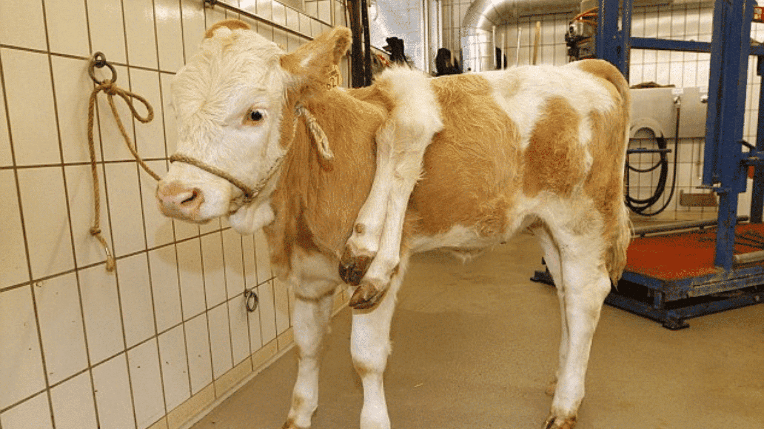 cow with extra legs in factory