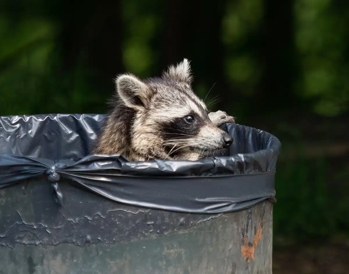 Waschbär im Mülleimer