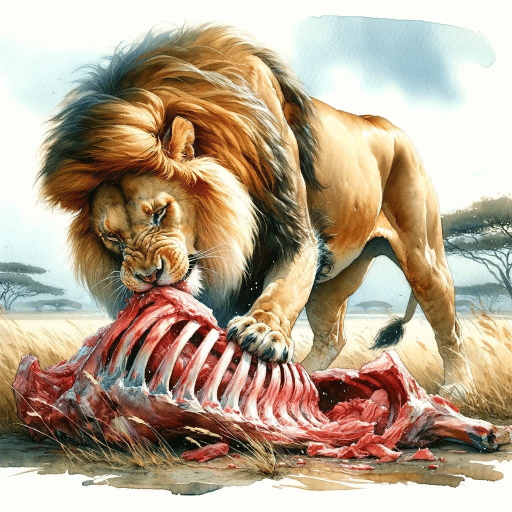 Illustration of Lion eating too much