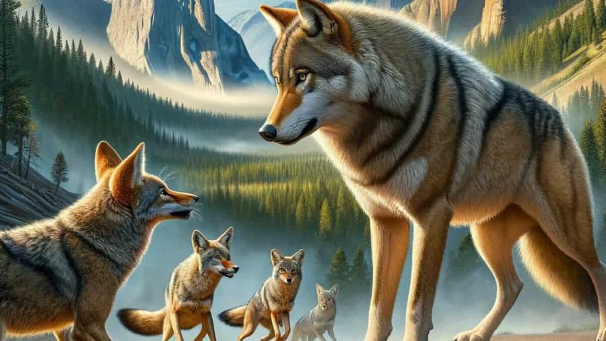 Wolf vs. Coyote Battle