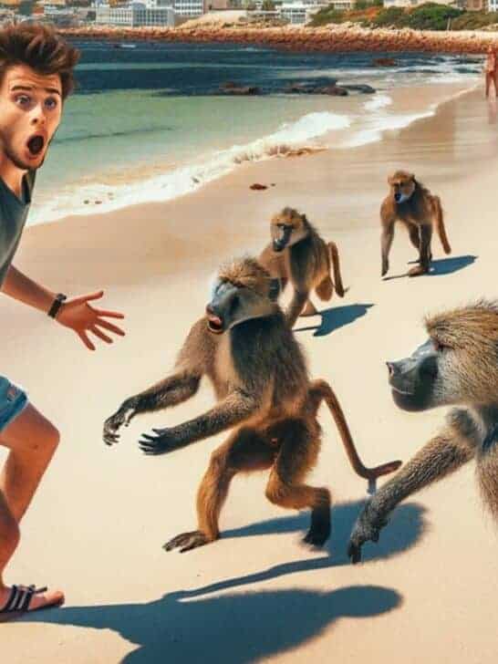 Watch: Tourist Gets Attacked by Angry Baboons at the Beach