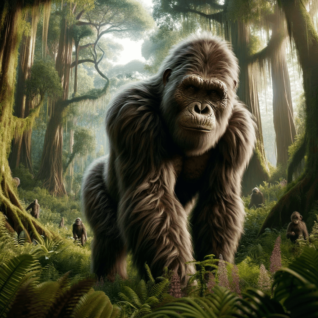 Imagined reconstruction of scientific representation of Extinct Giant Ape.