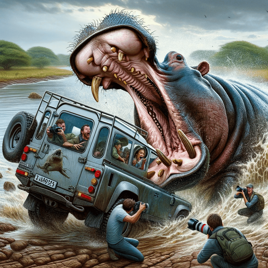 Hippo Attacks Wildlife Photographers