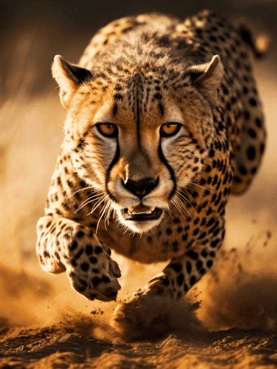 Cheetah accelerating to over 60m/ph