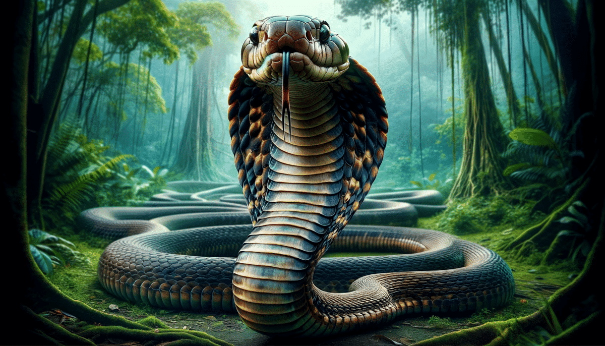Immense King Cobra Snake, Illustration by Animals Around The Globe