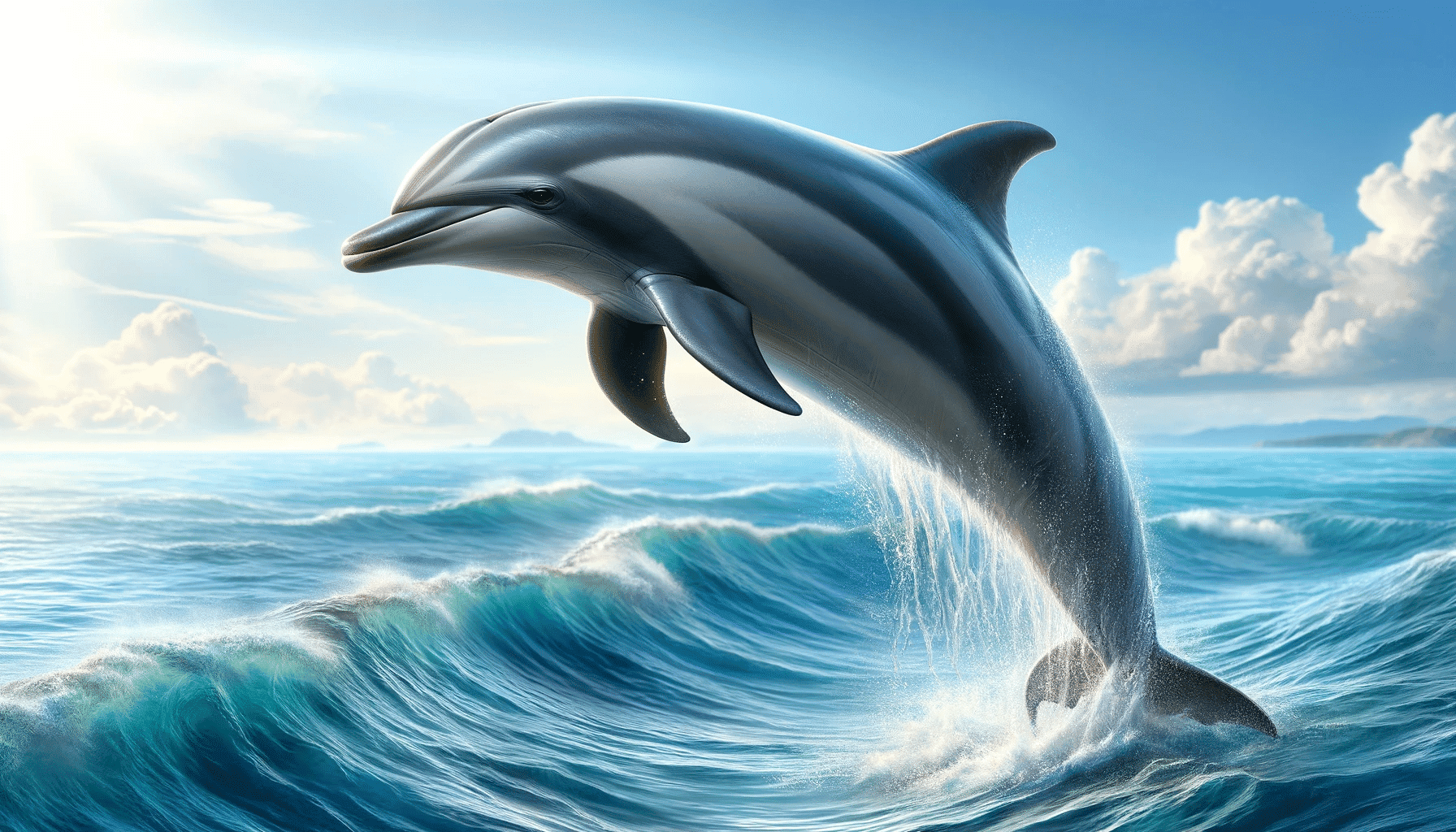 Dolphin breaching the water
