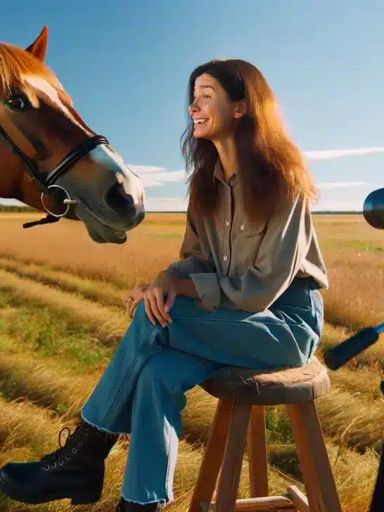 Horse Keeps On Interrupting A Woman When She Wants To Speak