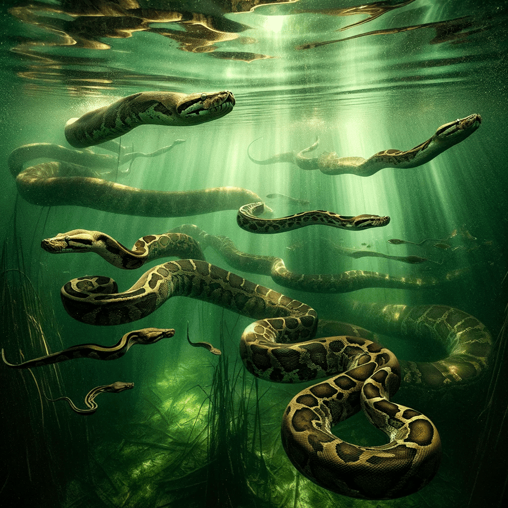 pythons underwater