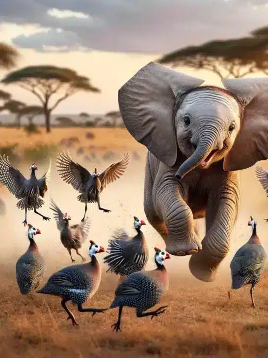 Watch: Baby Elephant Chases A Flock Of Guinea Fowl