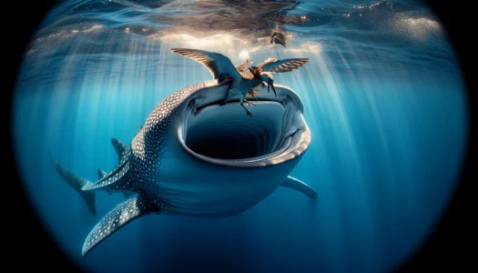 Whale Shark Accidentally Swallows a Bird