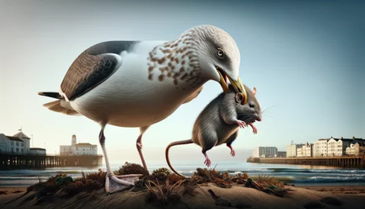 Watch A Seagull Swallows a Whole Rat in The City