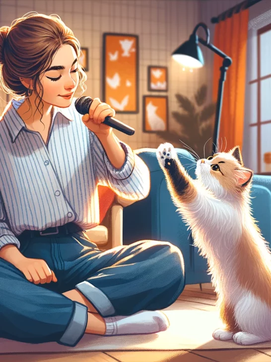 Cat interrupts its owner singing opera with its own rendition