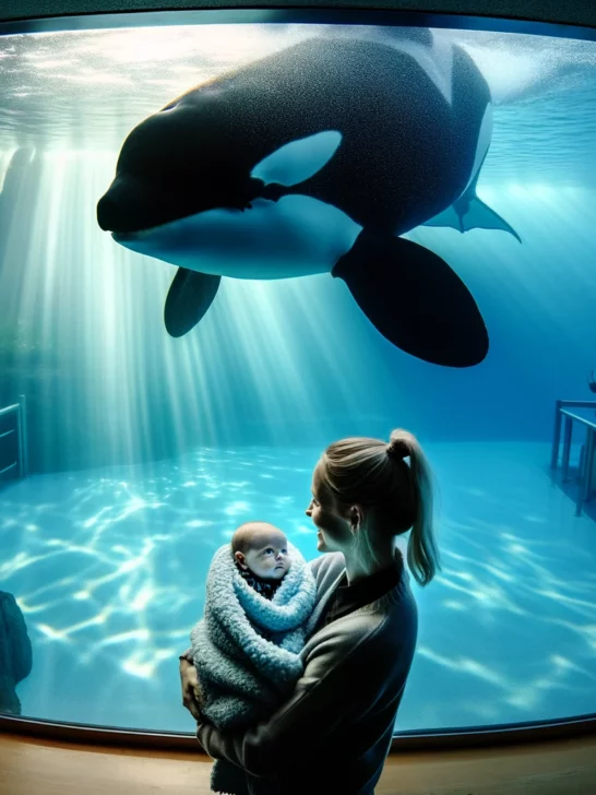 Orca Is Fascinated By A Newborn Baby