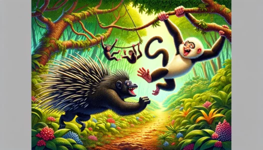 Watch A Gibbon Get Chased By A Porcupine