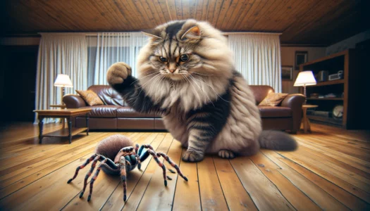 Cat Smooshes A Massive Spider