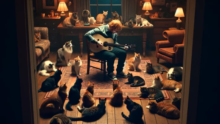 Ed Sheeran Plays A Song For Cats.
