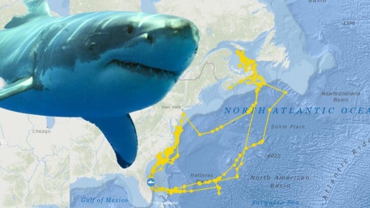 Great White Shark named Breton Draws Self-Portrait with a Tracker