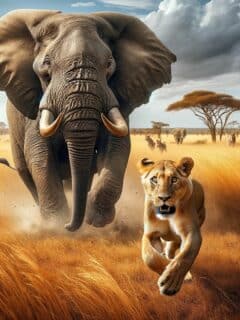 elephant attacks lion mother
