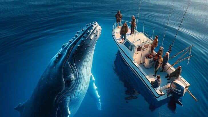 Humpback Whale Sneaks Up on Fishermen
