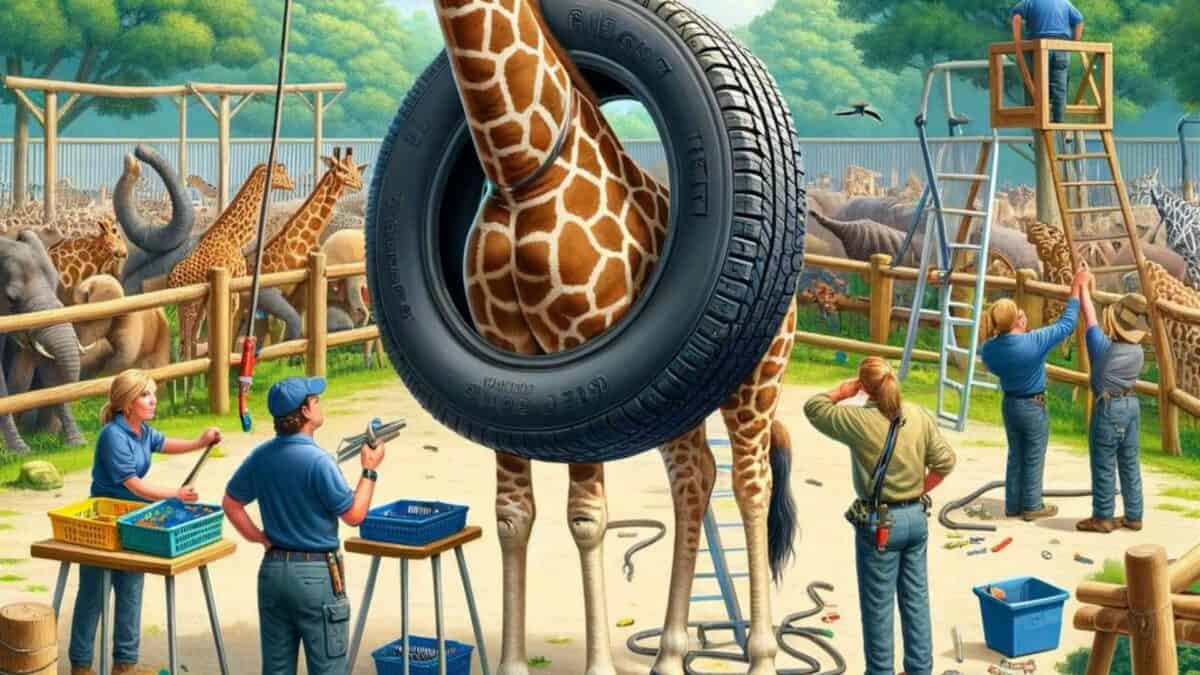 Giraffe's Tire-d Adventure