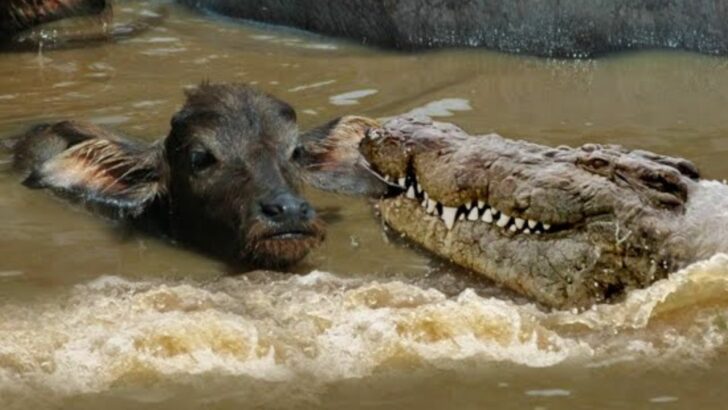 Watch: Baby Buffalo Fights Against Crocodiles in Botswana