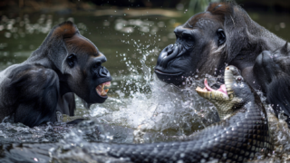 Gorilla vs Anaconda Illustration. Image: Midjourney.