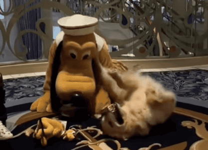 Golden Retriever Meets Its Favorite Disney Character