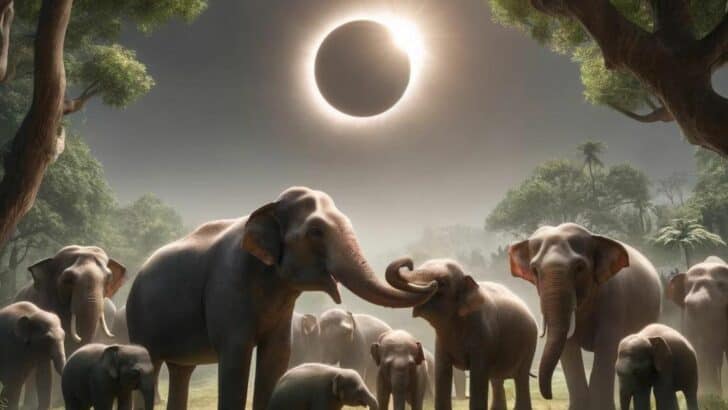 Elephants React to Solar Eclipse at Zoo