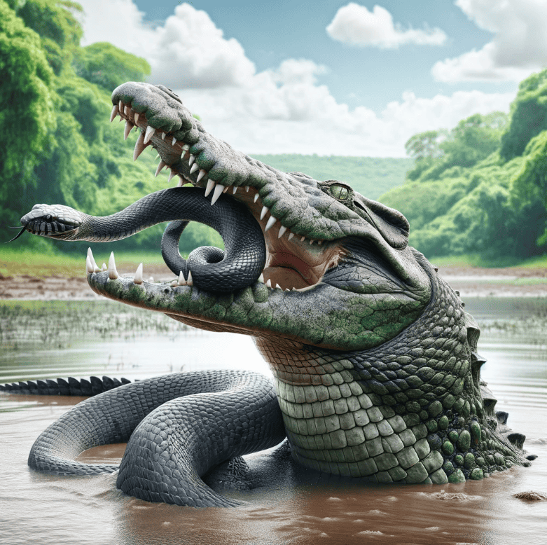 Nile crocodile and black mamba.