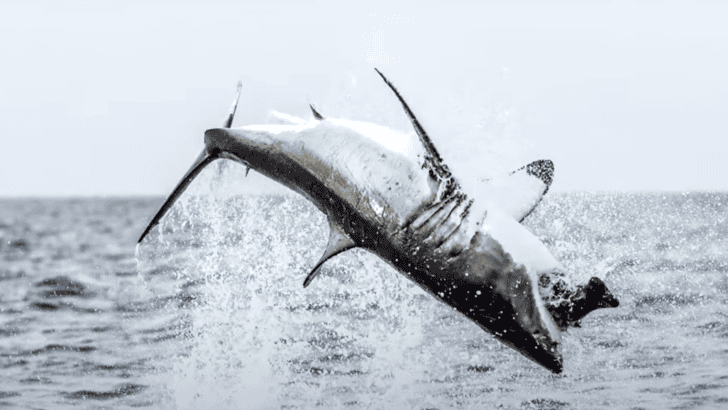 Spectacular Breaching of a Great White Shark Off the Coast of South Africa