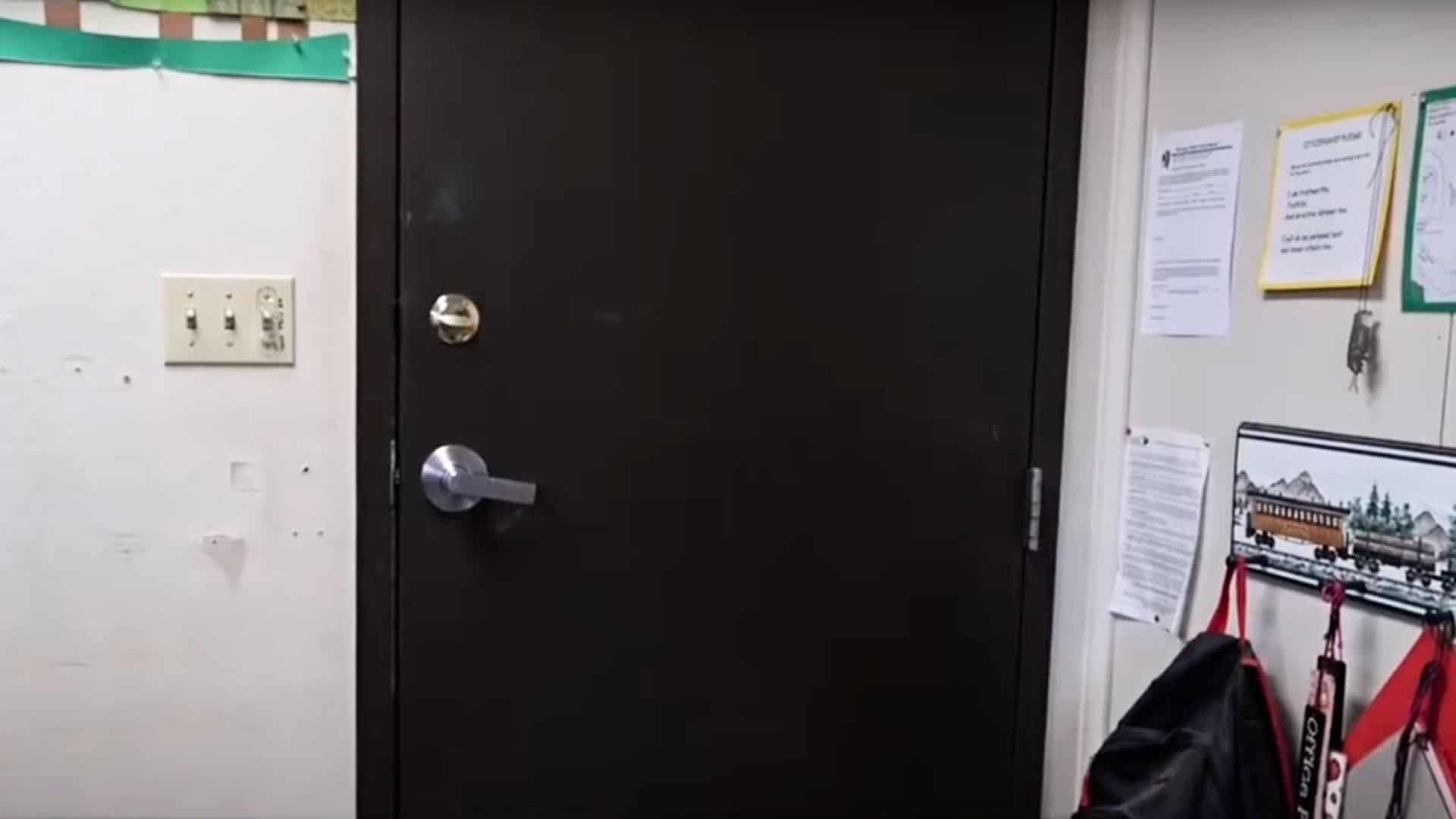 The door that the bear managed to open by itself.