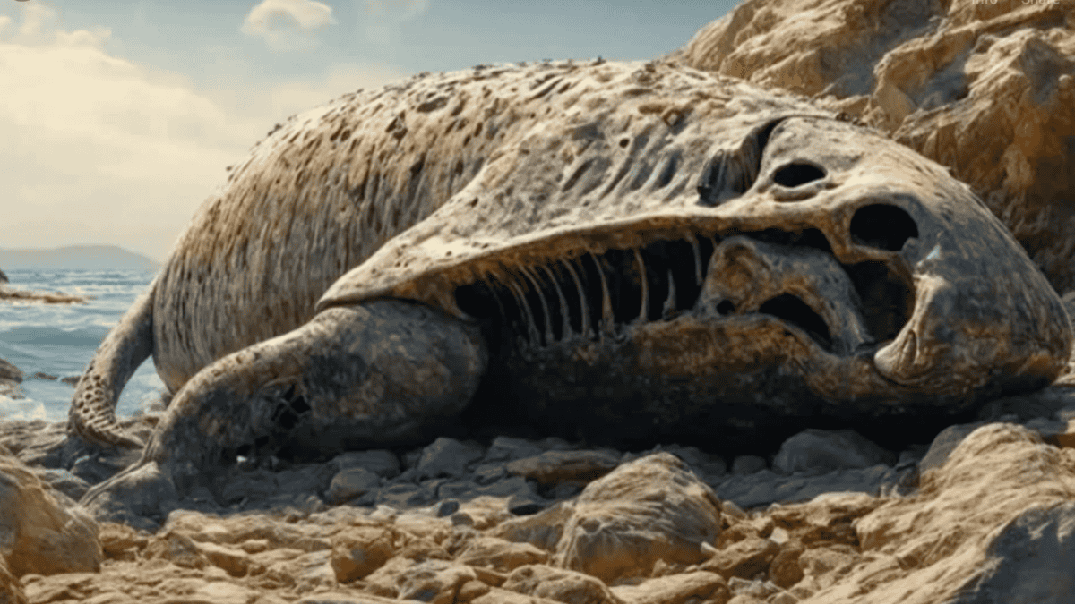 Artistic interpretation of what the sea cow carcass may have looked like.