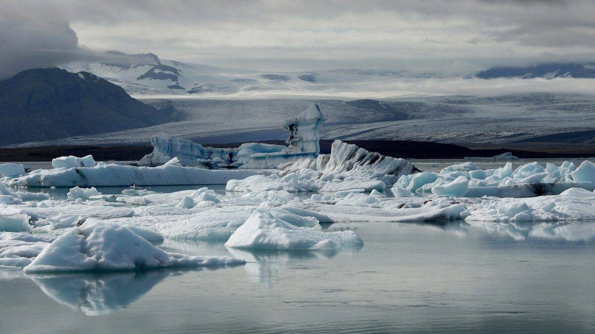 Melting glacial ice