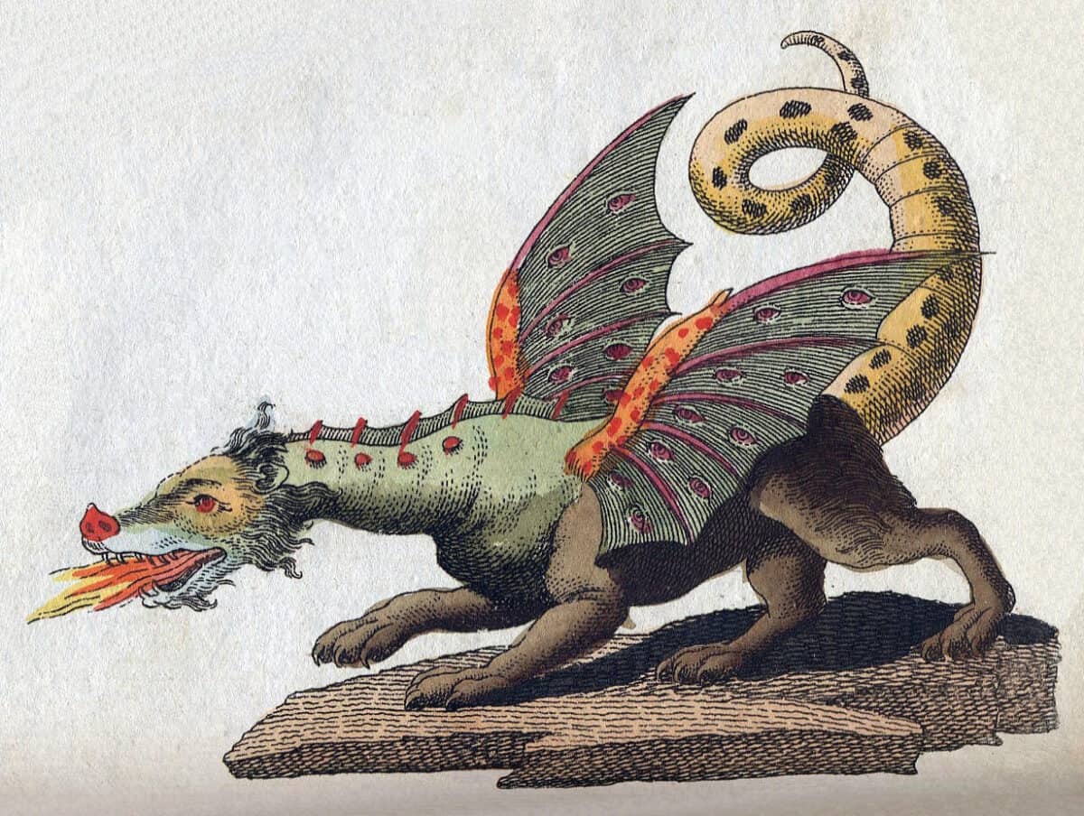 Mythical creature dragon illustration.