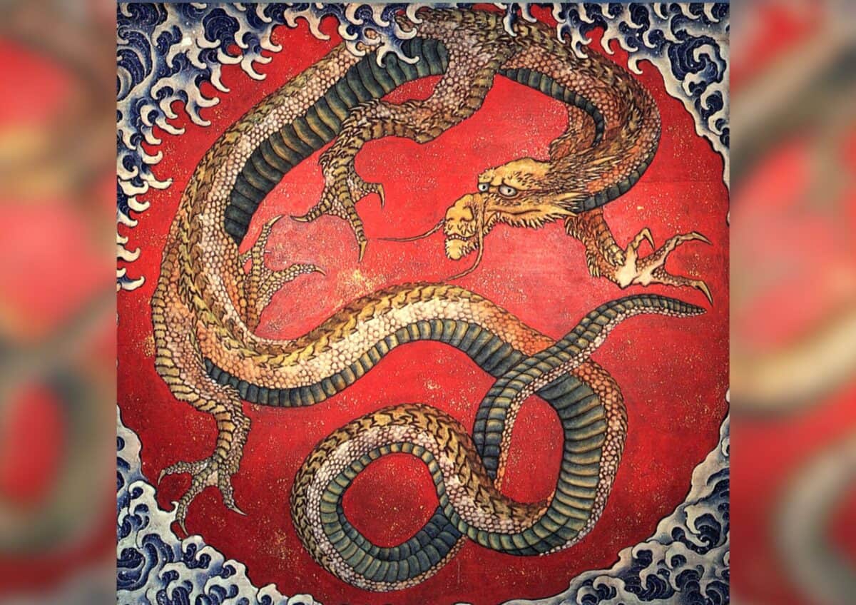 Hokusai Dragon illustration.
