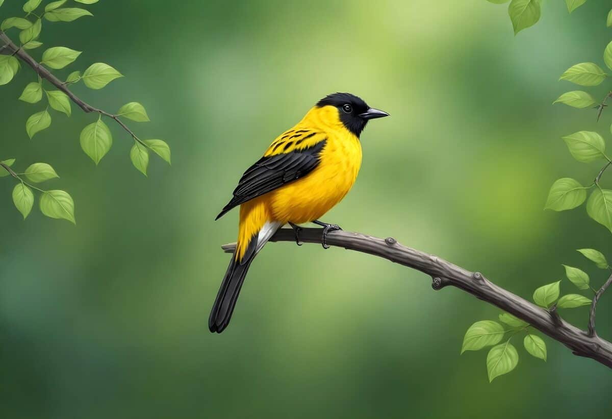 ai generated, bird, beak, feathers, forest, tree, yellow bird, wildlife, birding, birdwatching, bird life, digital art, nature, bird, bird, bird, bird, bird