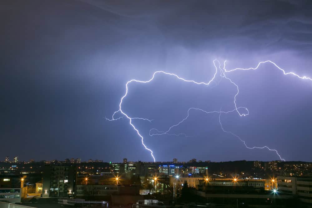 Lightning strike in the city