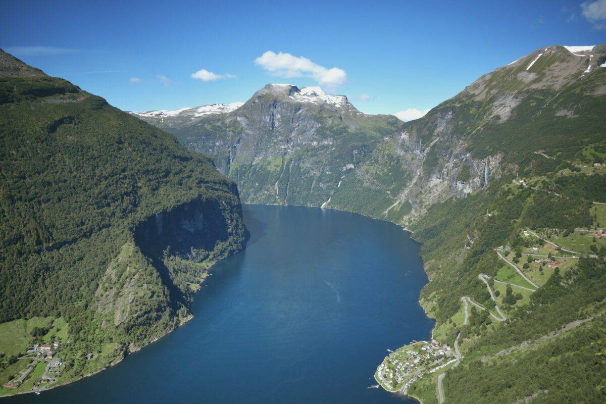 Geirangerfjord between mountains