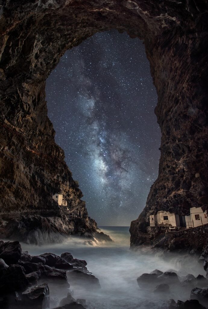 milky way, sea, stars, astronomy, cosmos, galaxy, cave, bay, universe, landscape, nature, atmosphere, fantasy, galaxy, cave, cave, cave, cave, cave, universe, fantasy