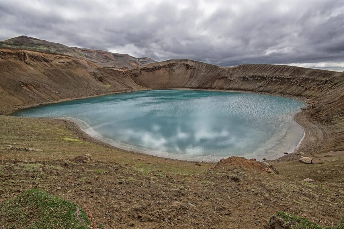 lake, crater, crater lake, clouds, krafla, iceland, crater, crater lake, crater lake, crater lake, crater lake, nature, crater lake, krafla